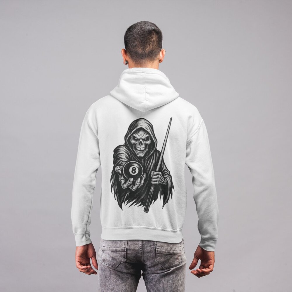 💀🎱 Skeleton 8 Ball Hoodie | Pool Billiards Graphic Pullover